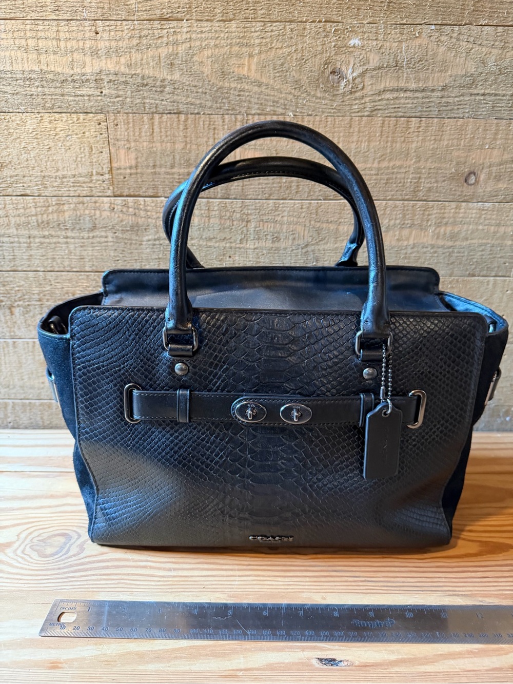 EUC Coach Blake Carryall in Exotic Black Python Embossed Leather and Suede
